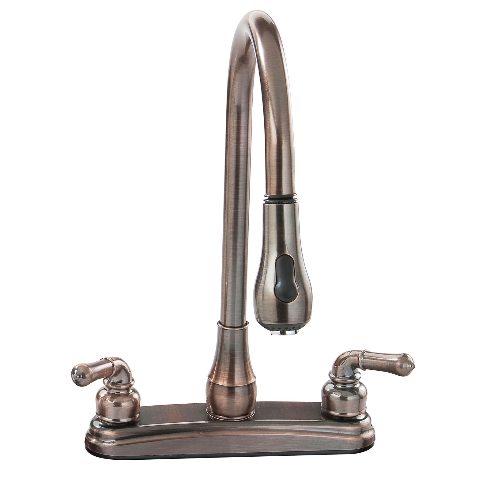 Empire Faucets U-YOB2000B 8" Non-Metallic Kitchen Faucet with Gooseneck Spout, Pull-Down Sprayer and Teapot Handles - Oil Rub Bronze