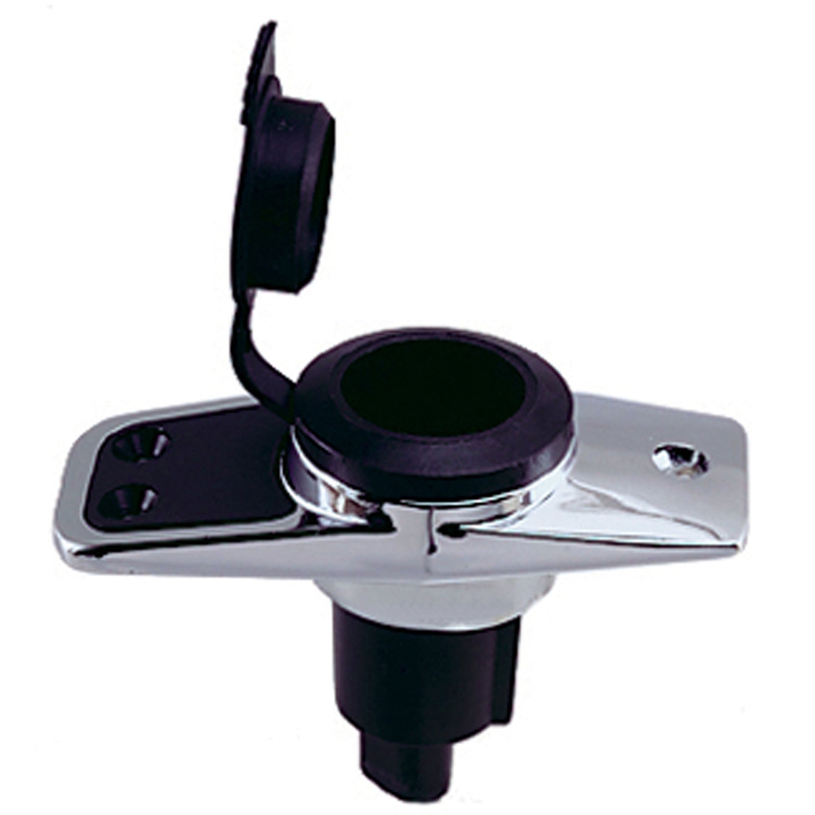 Perko 1060PB0DP Chrome-Plated 2-Pin Plug-In Light Base with 5° Rake - 3.75" x 1.75" Base