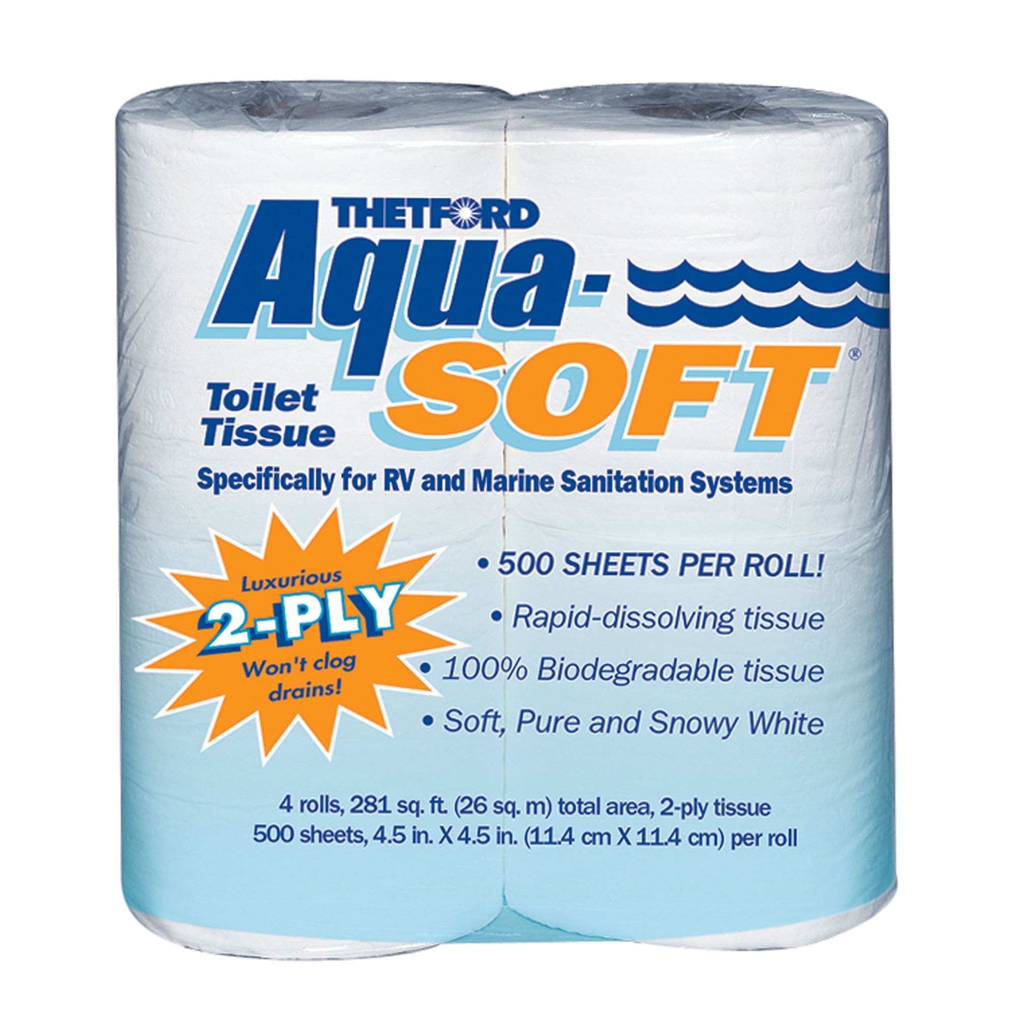 Thetford 03300 Aqua-Soft Toilet Tissue - 2-Ply, 4-Pack