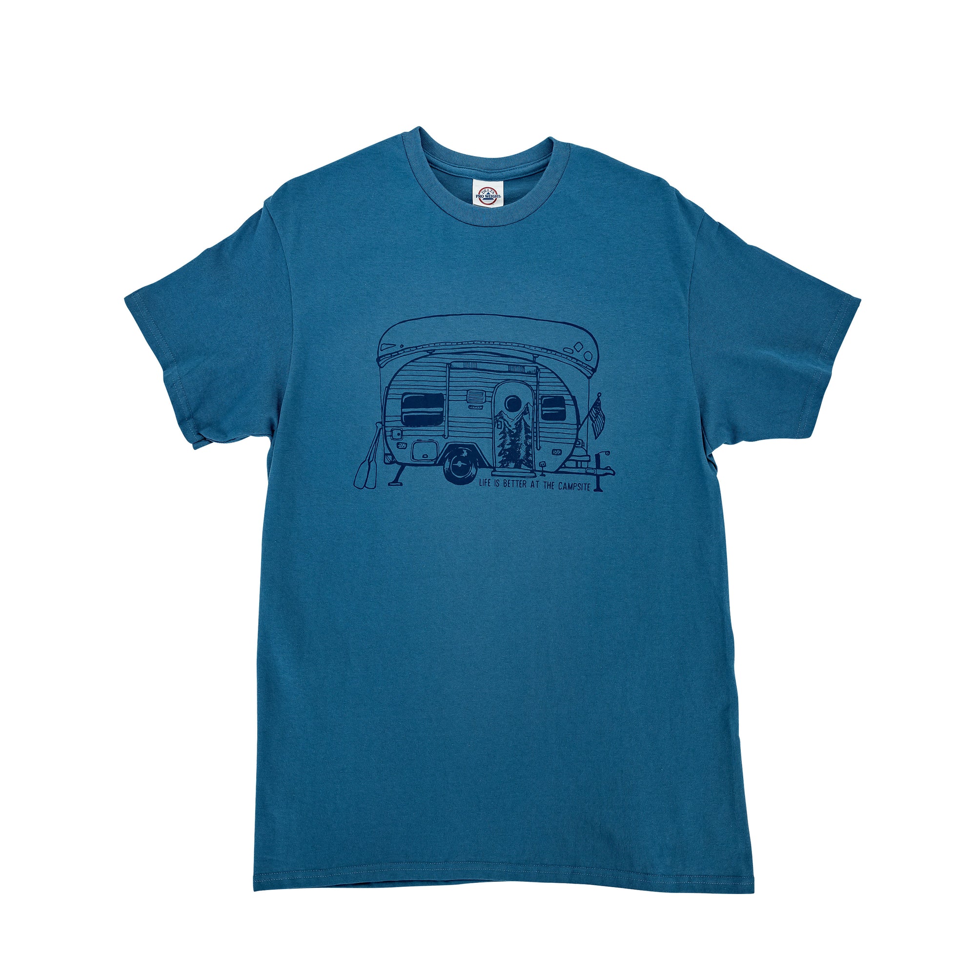 Camco 53285 T-Shirt - XL, Blue Trailer Print Life Is Better