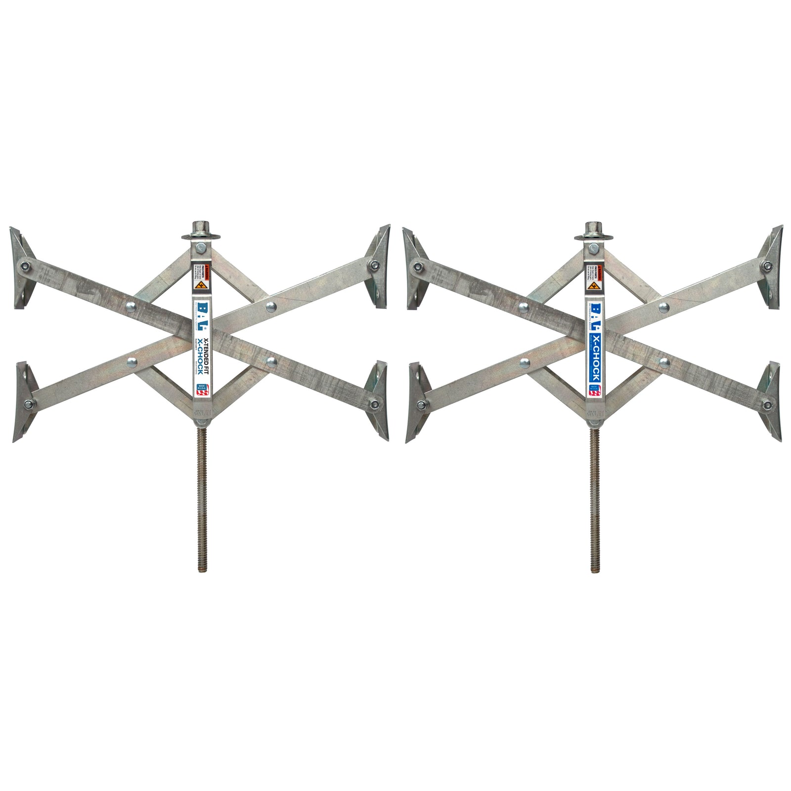 BAL 28024 X-tended Fit X-Chock USA Wheel Stabilizer Tire Chock Wide Dual Tandem Axle Shaped Camping RV Travel Trailer 5th Fifth Wheel Camper 2-Pack - 28024 Norco Industries