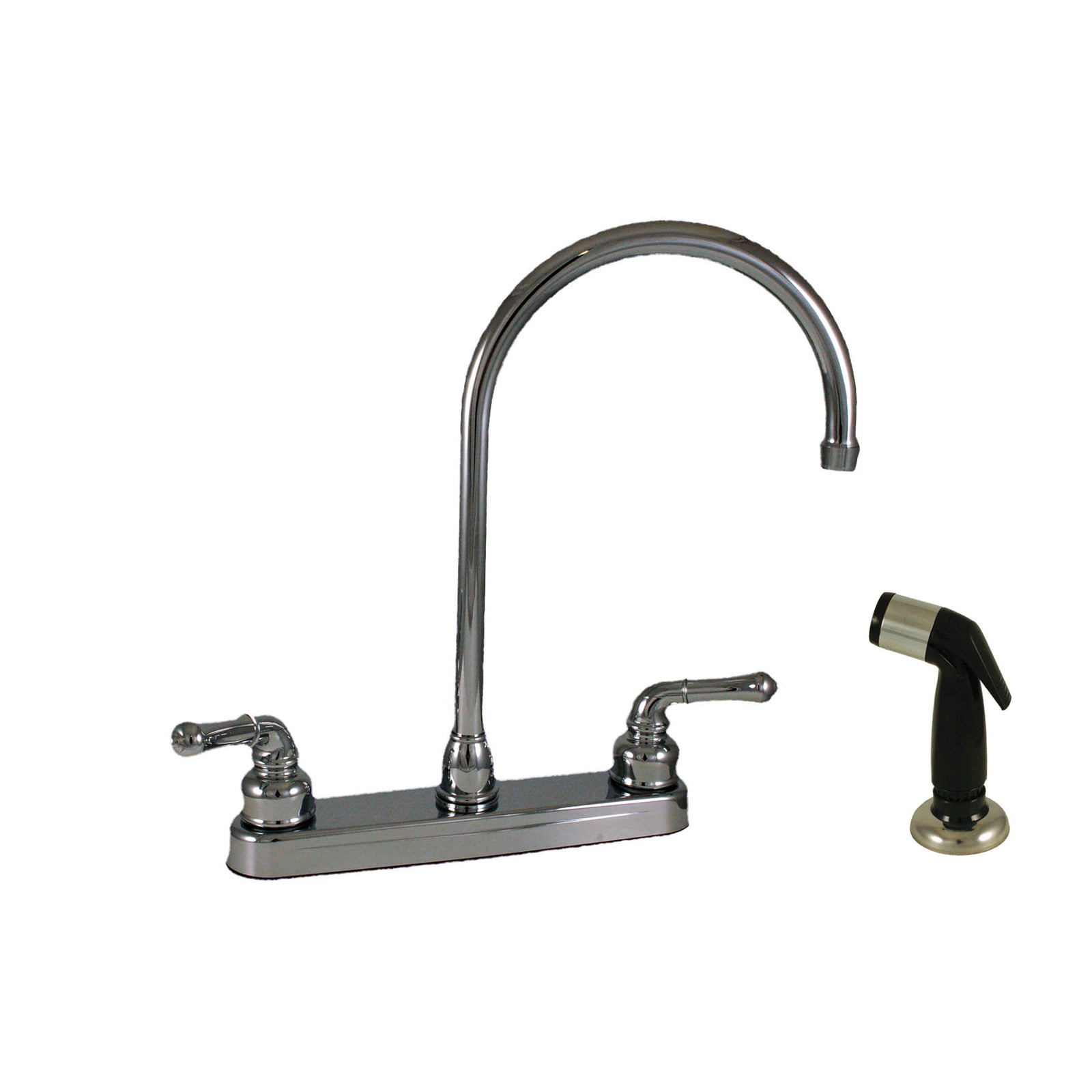 Empire Faucets U-YCH801GS 8" Non-Metallic Kitchen Faucet with Gooseneck Spout, Teapot Handles and Sprayer - Chrome