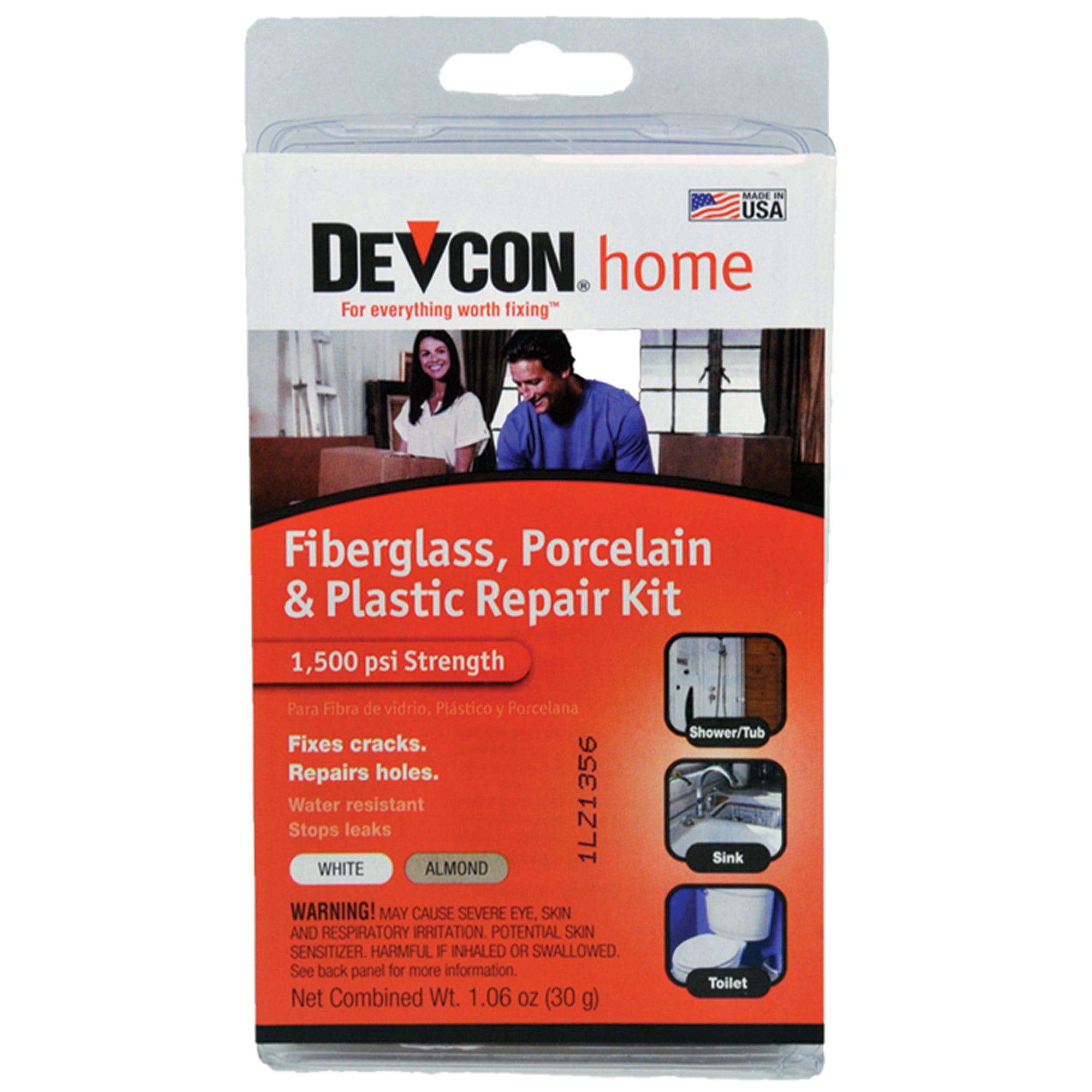 Devcon 002-90216 Fiberglass, Porcelain and Plastic Repair Kit - White/Almond