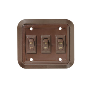 RV Designer S659 Contoured DC Wall Plate Switch On/Off - Triple, Brown