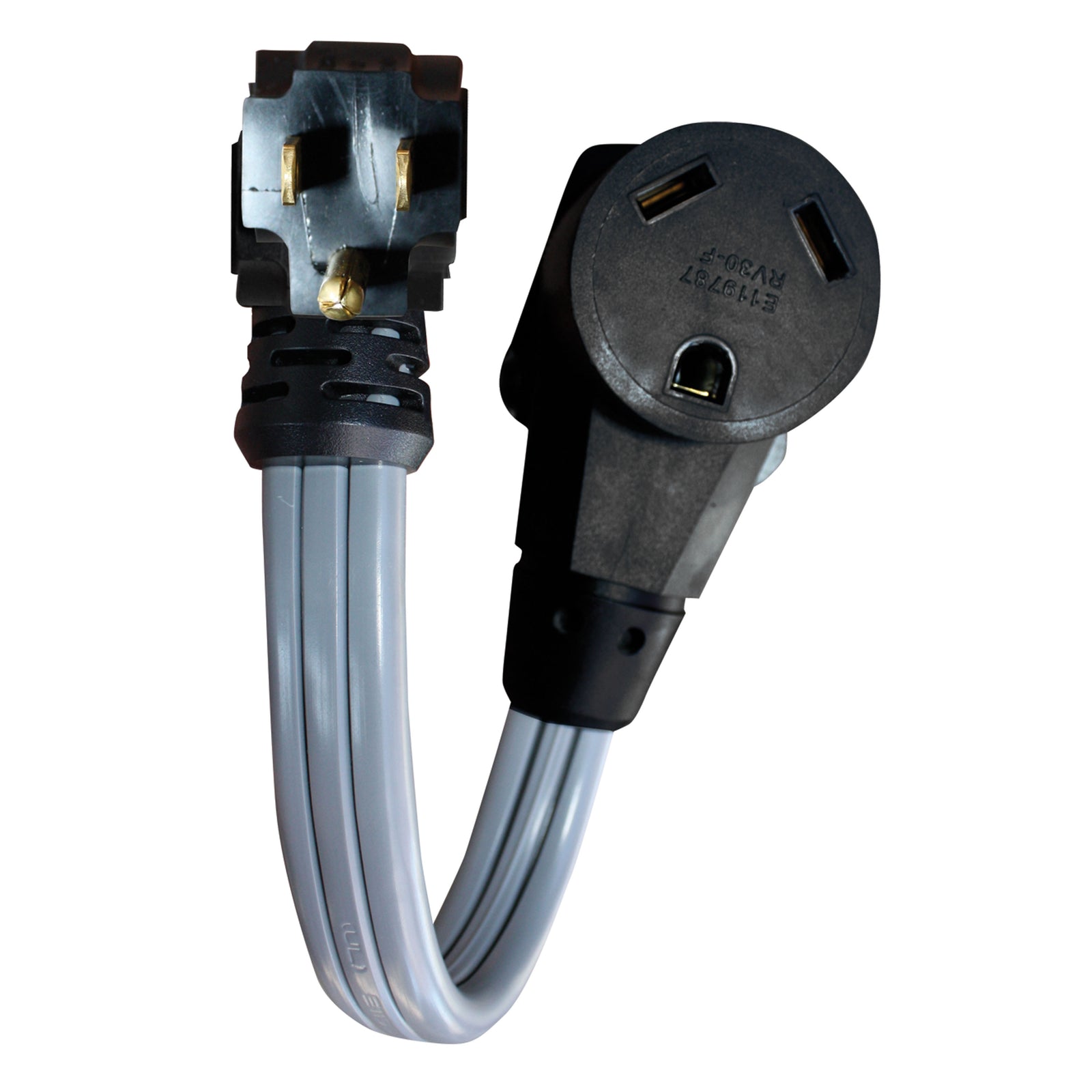 Voltec 16-00568 Flat Wire Adapter - 30A F - 15A M, 12"