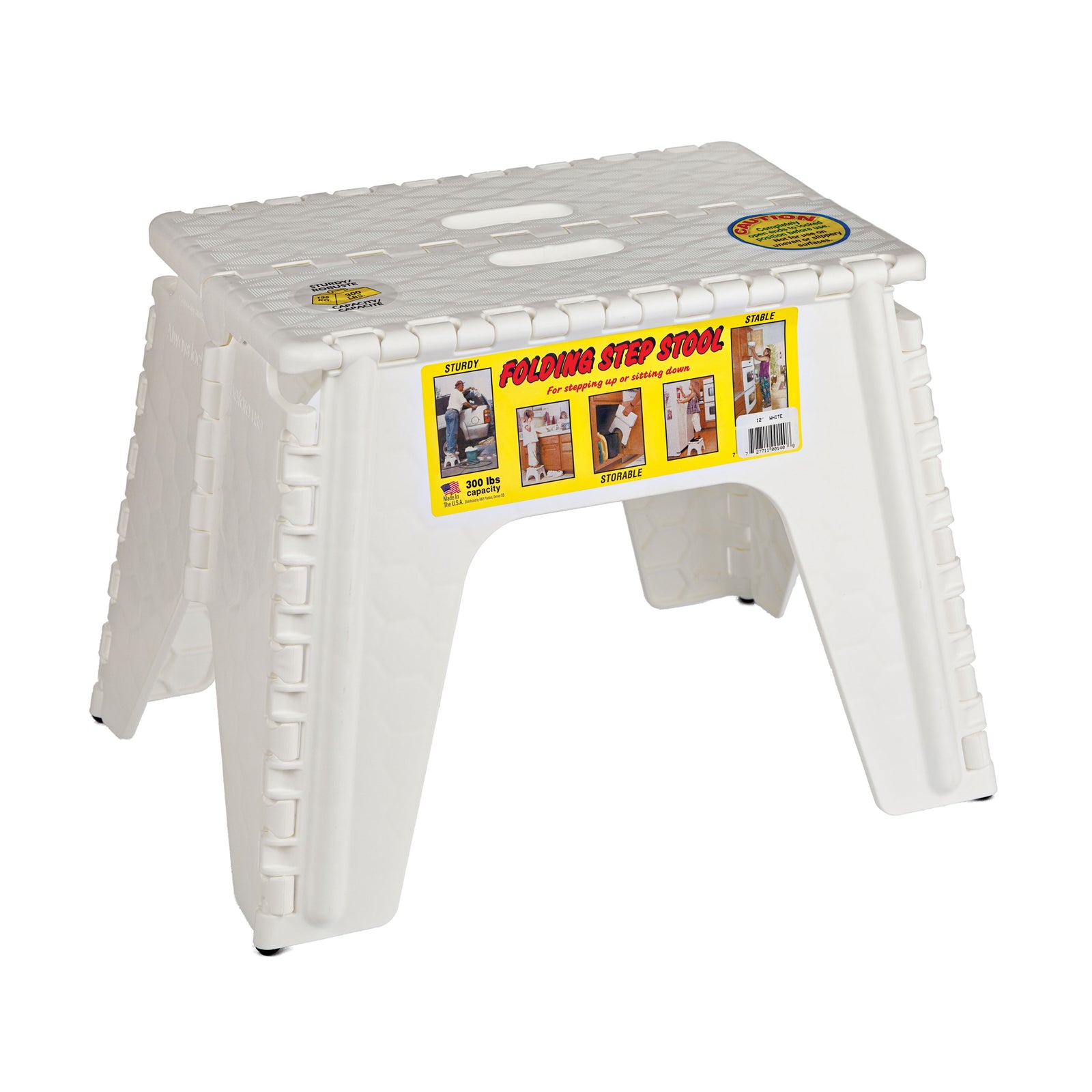 B & R Plastics 103-6WH E-Z Foldz Folding Step Stool - 12", White