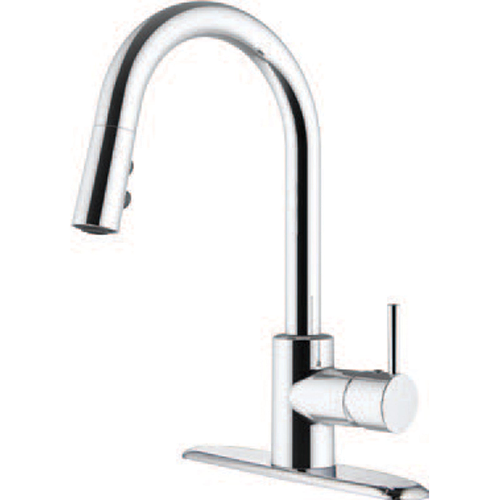 Empire Faucets SL4000BN-A Metallic Single Lever Pull-Down Kitchen Faucet with Hi-Arc Bullet Spout and Deck Plate - Brushed Nickel