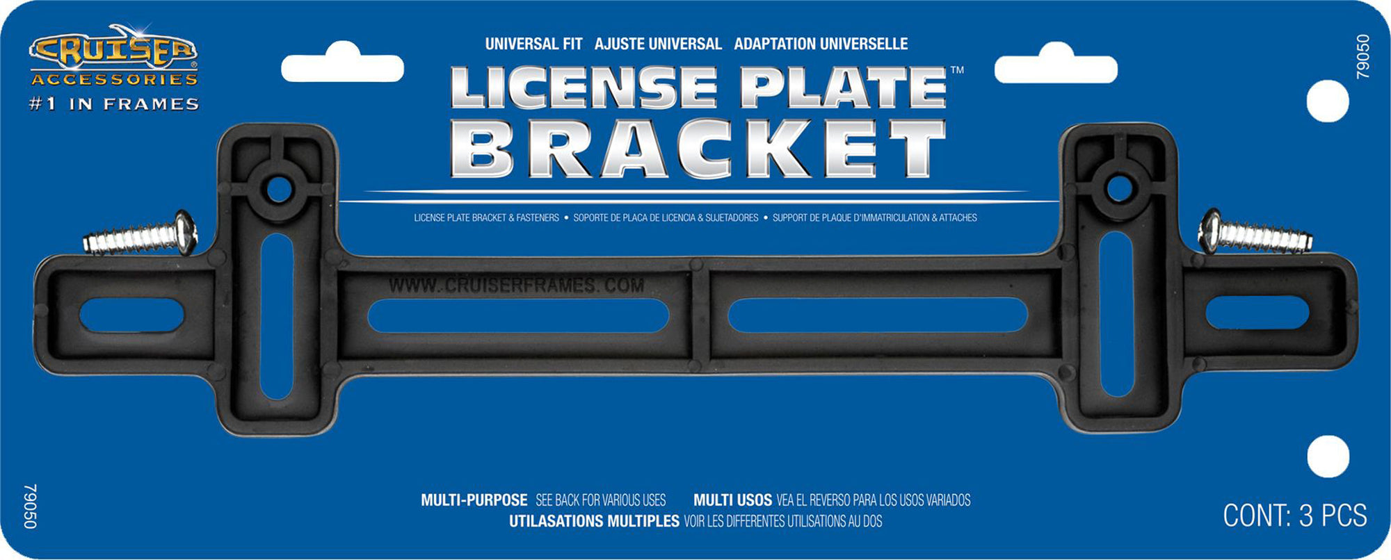 Cruiser Accessories 79050 License Plate Bracket -  Black, Plastic