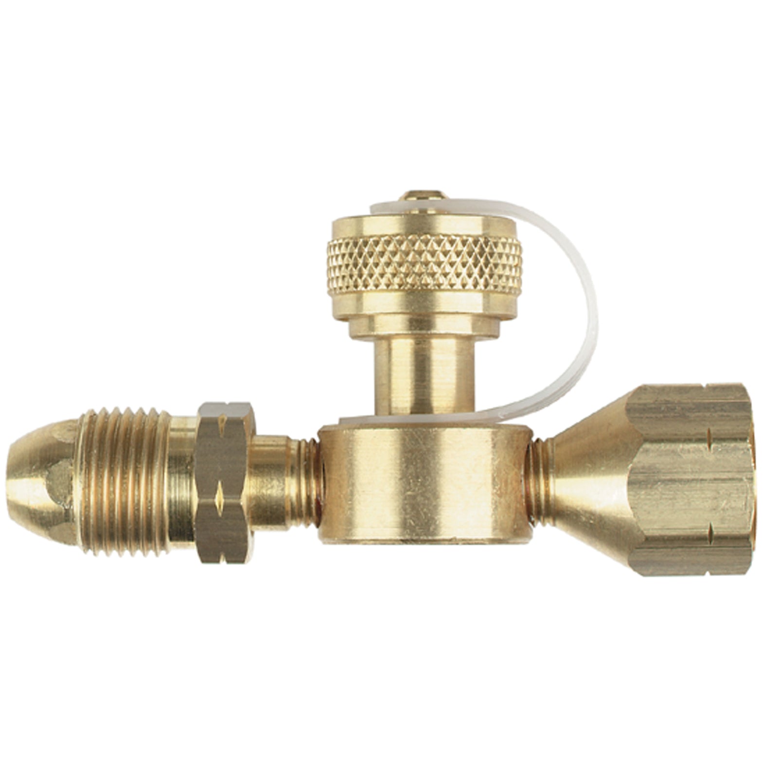 Marshall Excelsior ME415P Camping LP Tee Adapter - 0.9 GPM Excess Flow, Male Hard Nose POL Inlet x Female POL Outlet