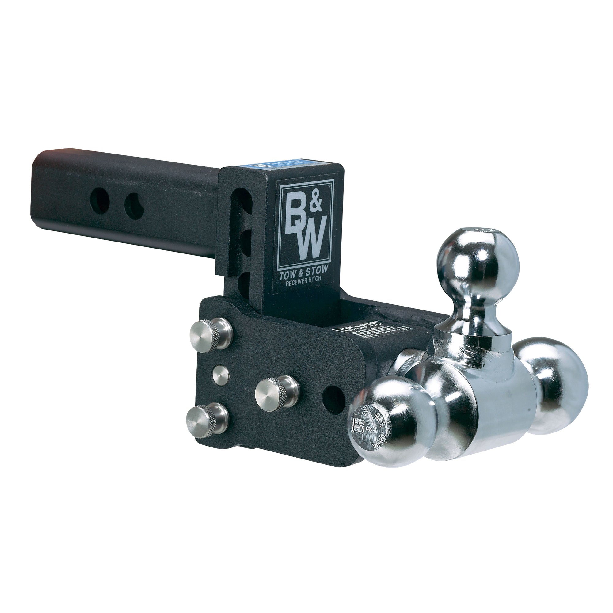 B&W Trailer Hitches TS10050B Tow and Stow Adjustable Ball Mount - 1-7/8", 2" & 2-5/16" Ball, 9" Drop, 9.5" Rise, Black