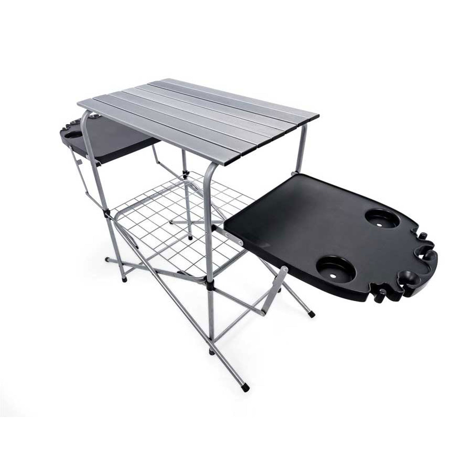 Camco 57295 Deluxe Grilling Table with Plastic Side Tables
