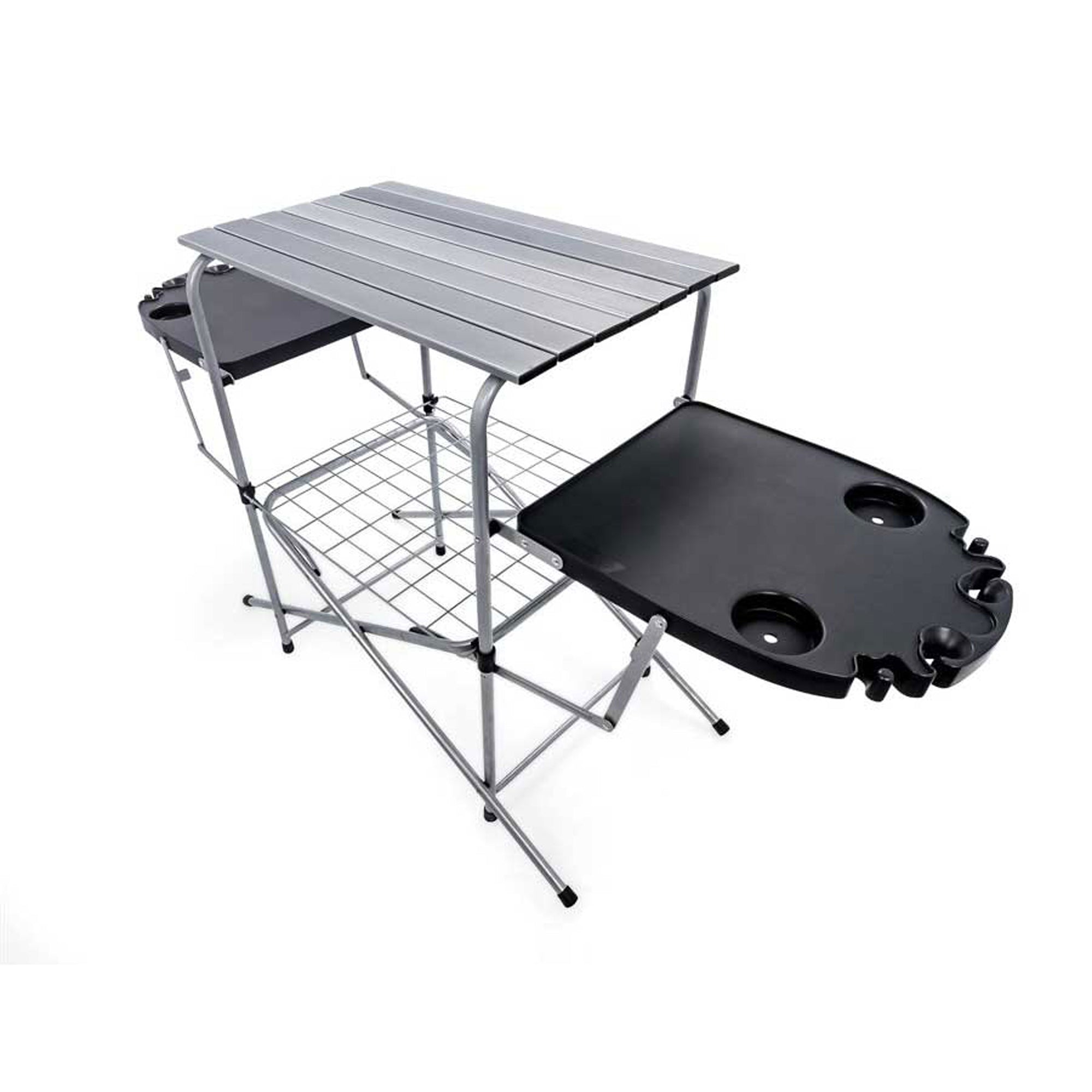 Camco 57295 Deluxe Grilling Table with Plastic Side Tables