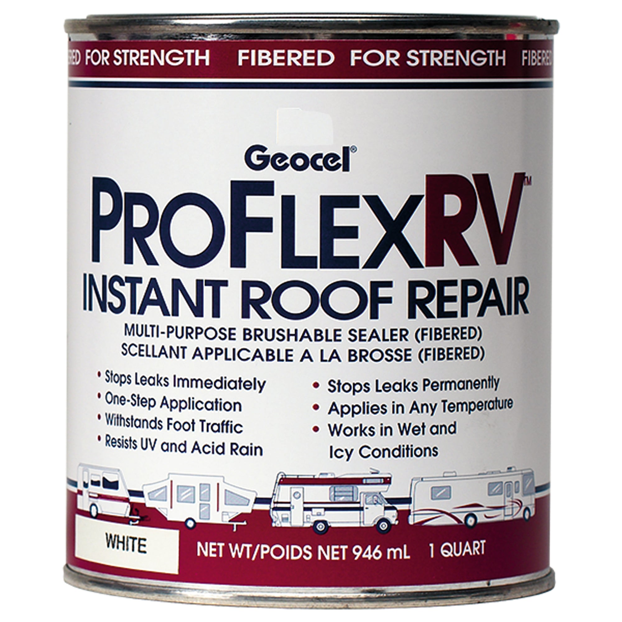 Geocel GC24300 Pro Flex RV Instant Roof Repair Multi-Purpose Brushable Fibered Coating - 1 Gallon, Clear