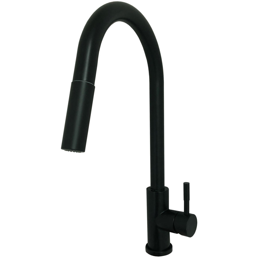 Empire Faucets SL4000BMT-A Metallic Single Lever Pull-Down Kitchen Faucet with Hi-Arc Bullet Spout and Deck Plate - Black Matte