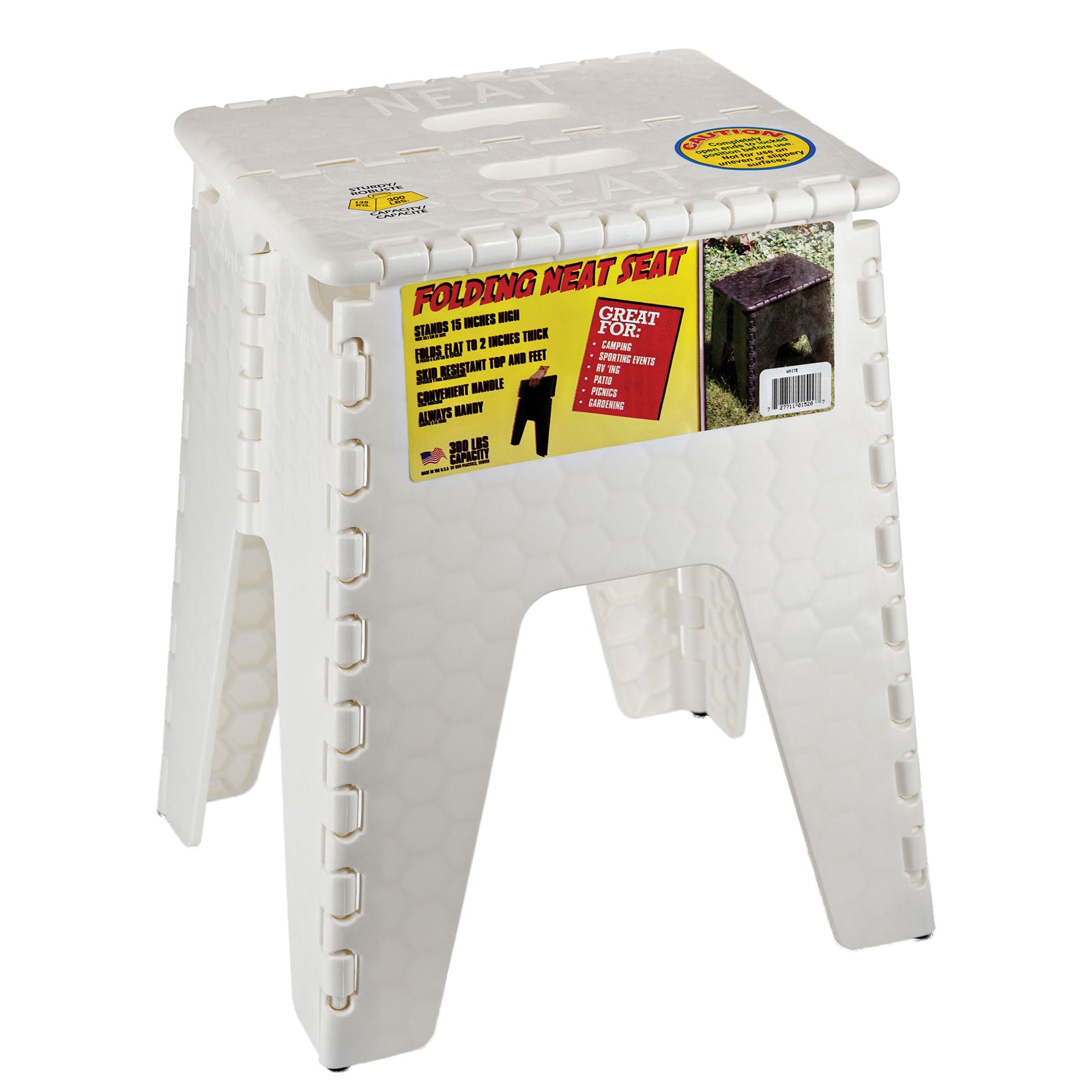 B & R Plastics 152-6WH Folding Neat Seat - 15", White