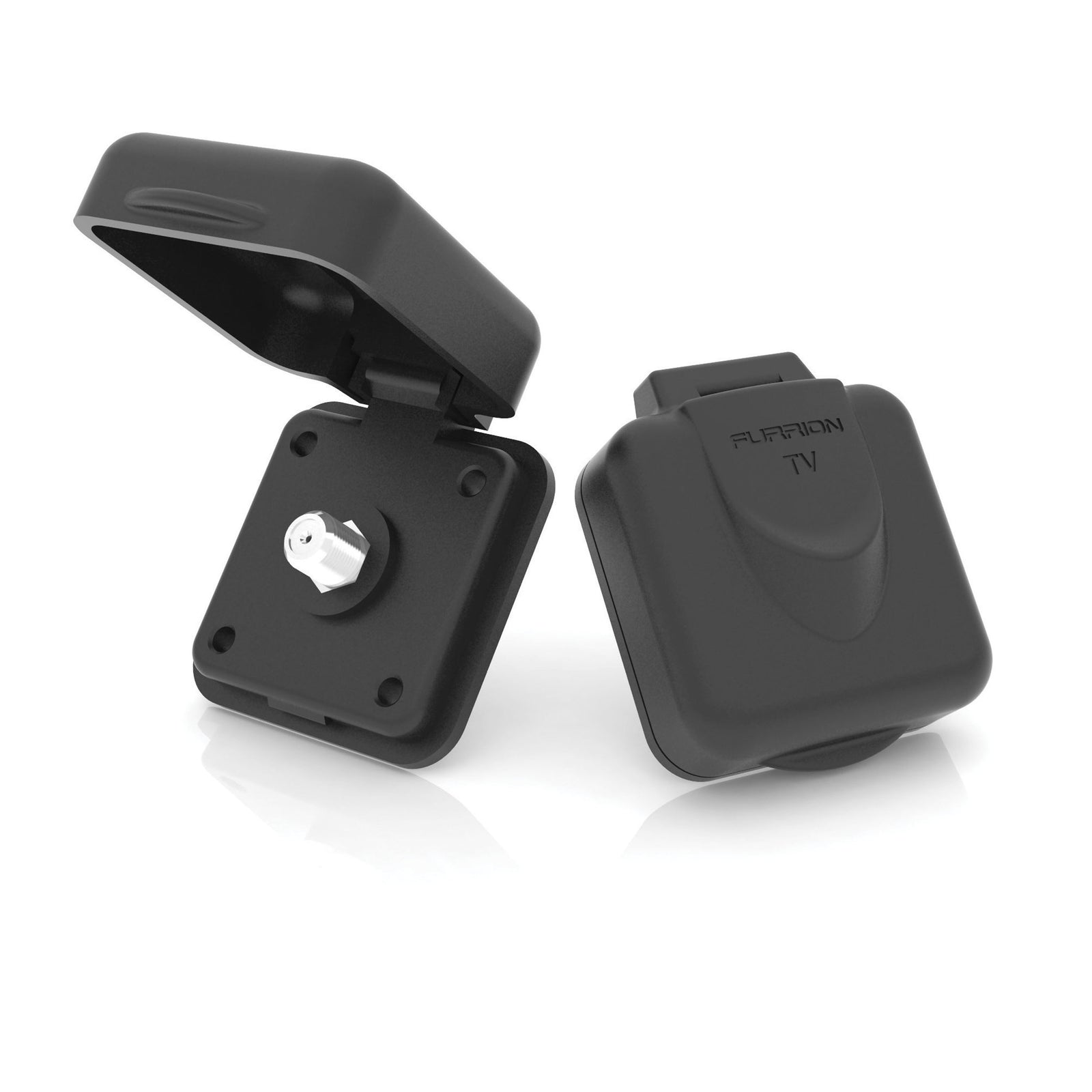 Lippert 381608 Miniature Cable TV Inlet - Black (Furrion)