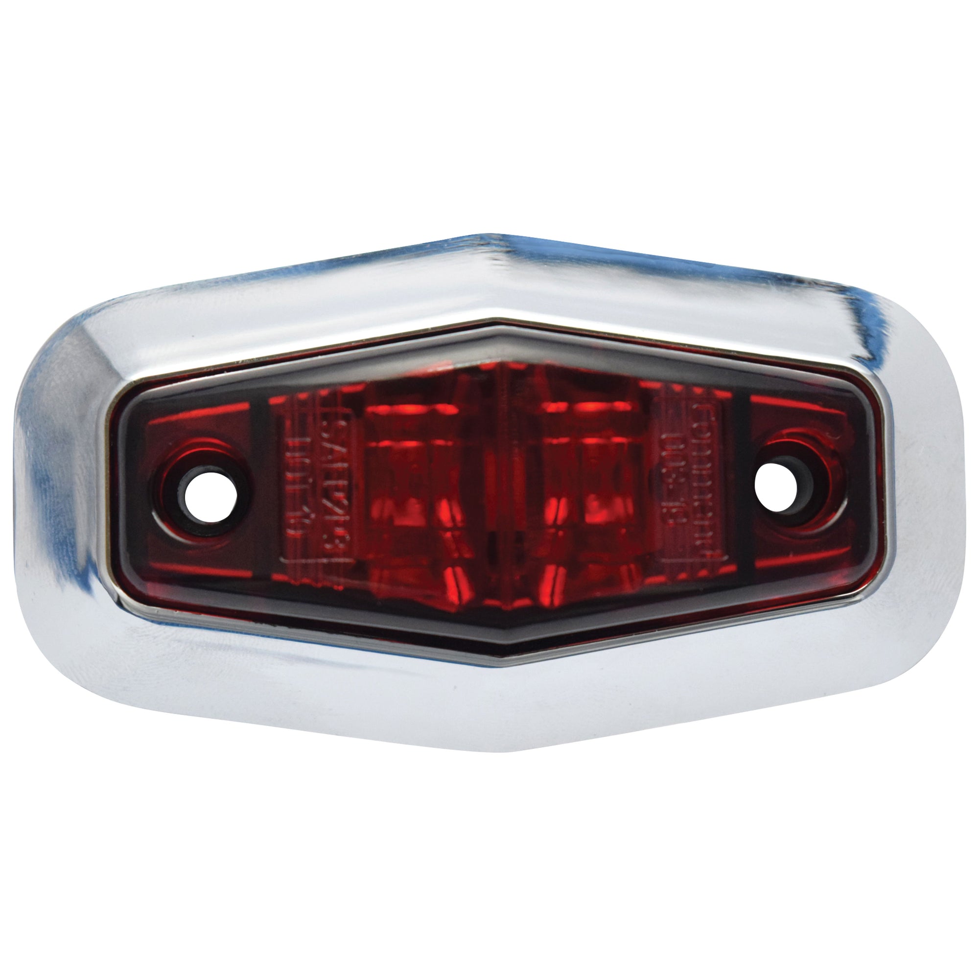 Fasteners Unlimited 003-19R LED Clearance Light Kit With Chrome Ring - Red, 3.25 in. L x 1.75 in. H