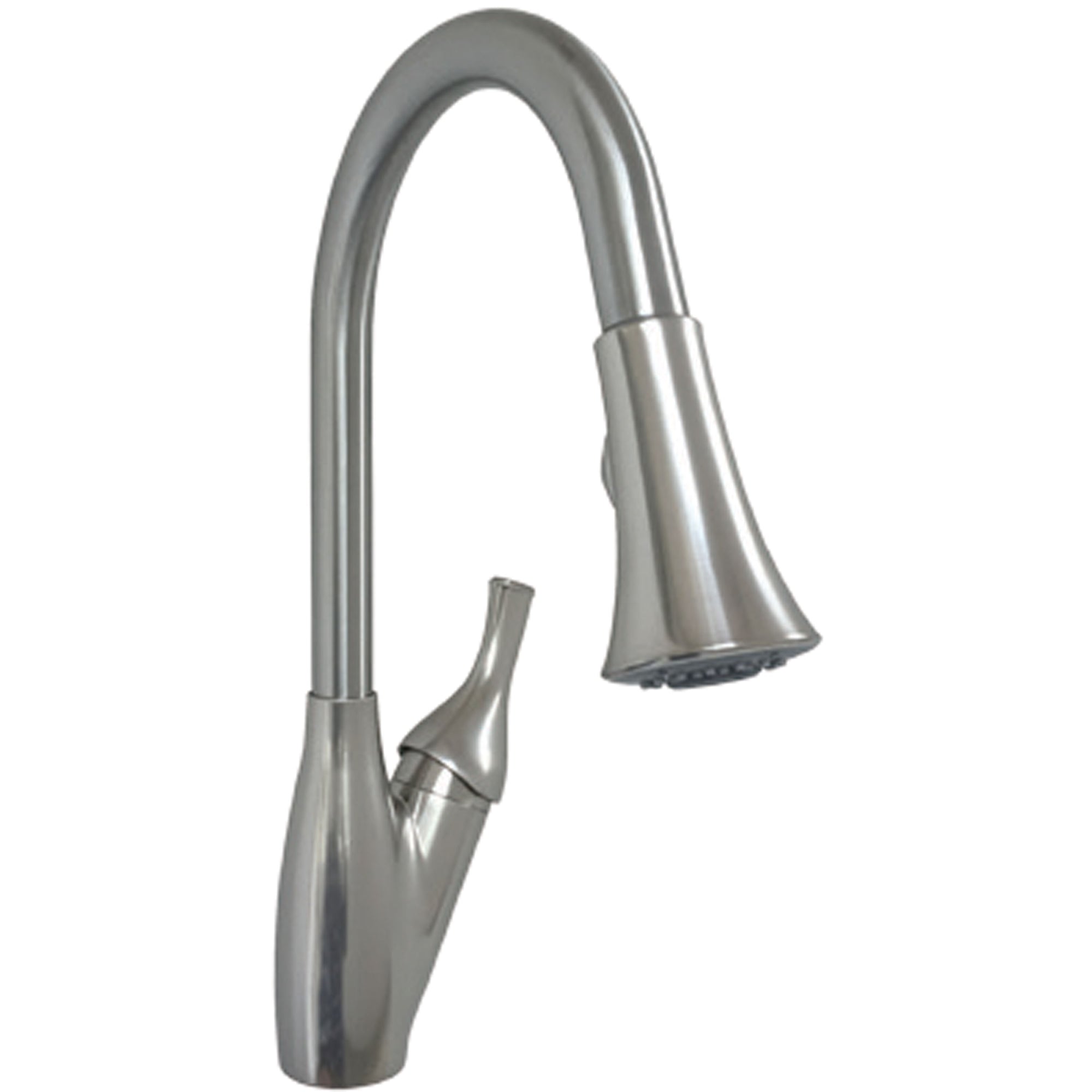 American Brass SL3000N-A RV Kitchen Faucet With Trumpet Spout, Pull-Down Sprayer And Single Lever Handle - 8", Brushed Nickel