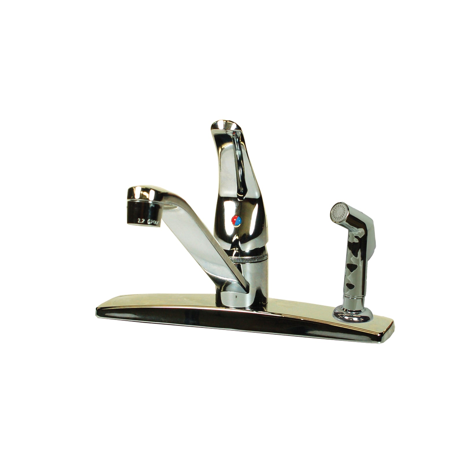 Empire Faucets SL801F-3 3-Hole Metallic Single Lever Kitchen Faucet with D-Spout Blade Handle & Sprayer - Chrome