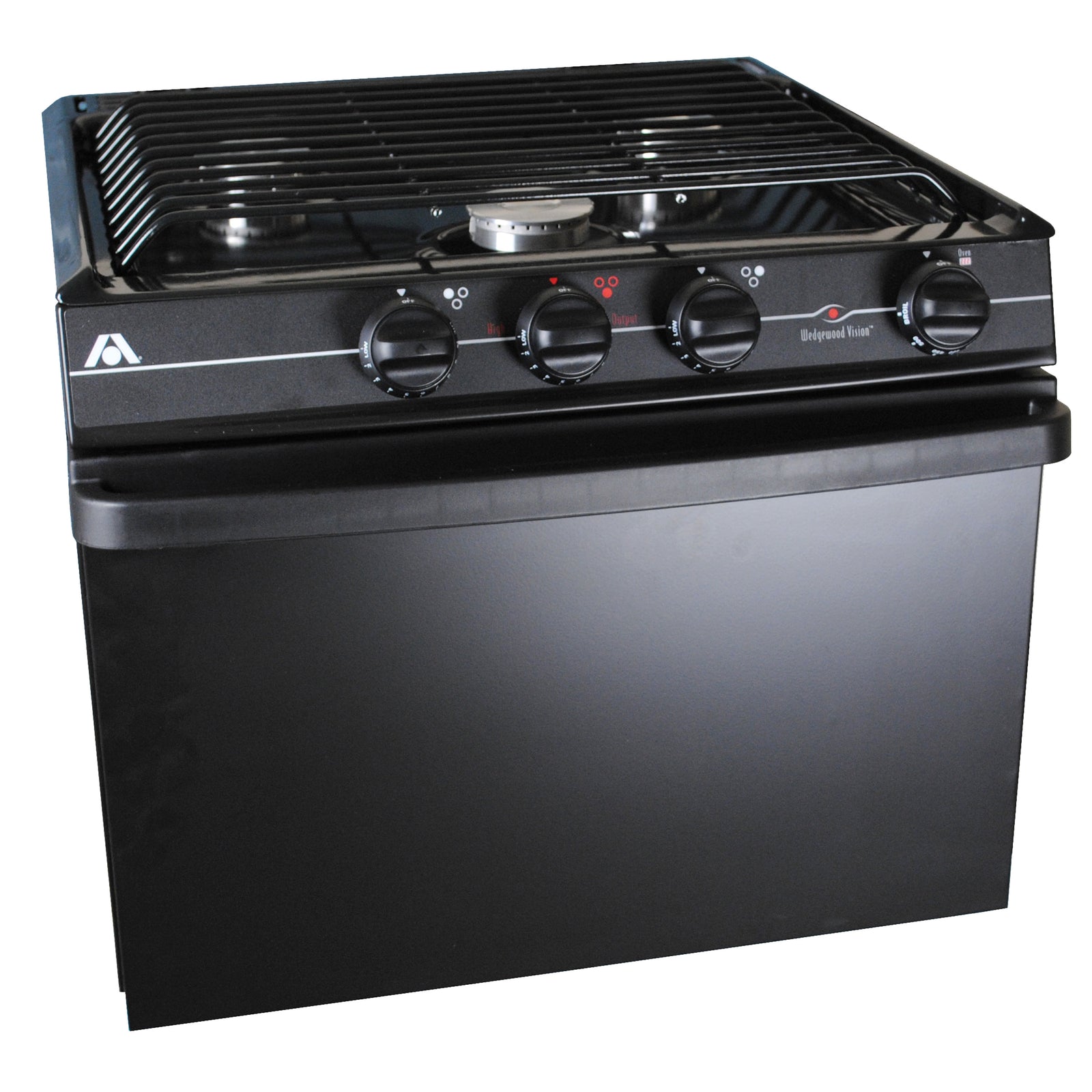 Atwood 52232 Wedgewood RV-2135 BBP 3-Burner Range, Open Burner - 21, Black, Piezo
