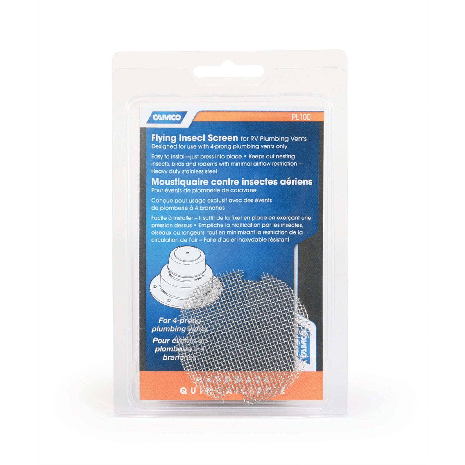 Camco 42152 Insect Screen For Rv Water Heaters - For 4-Prong Plumbing Vents