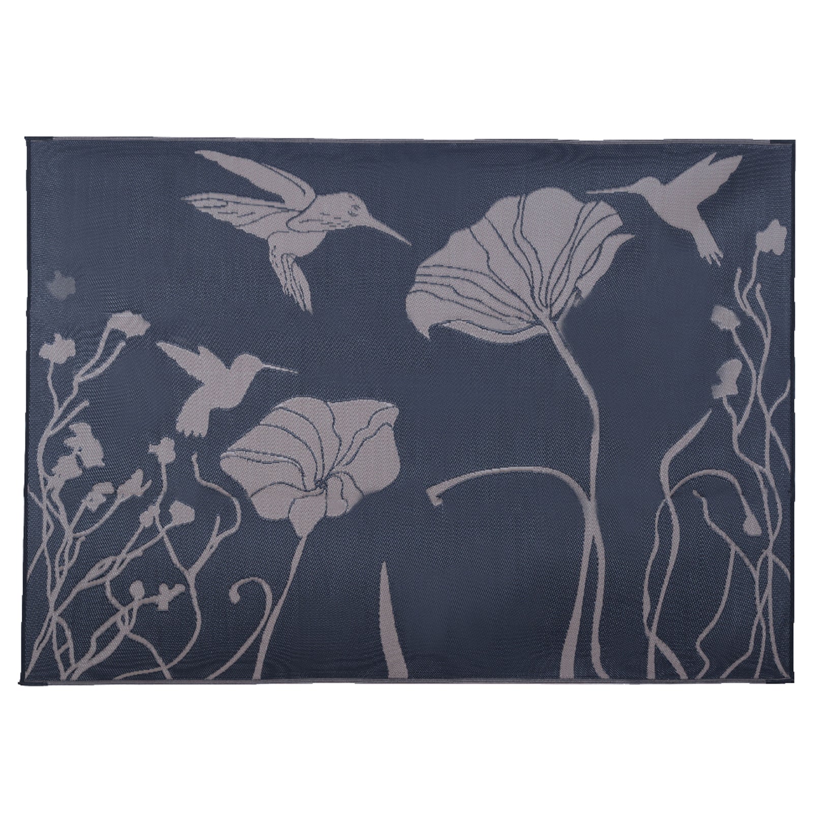 Ming's Mark HM8111 Stylish Camping Reversible Hummingbird Patio Mat - 8' x 11', Black/Brown