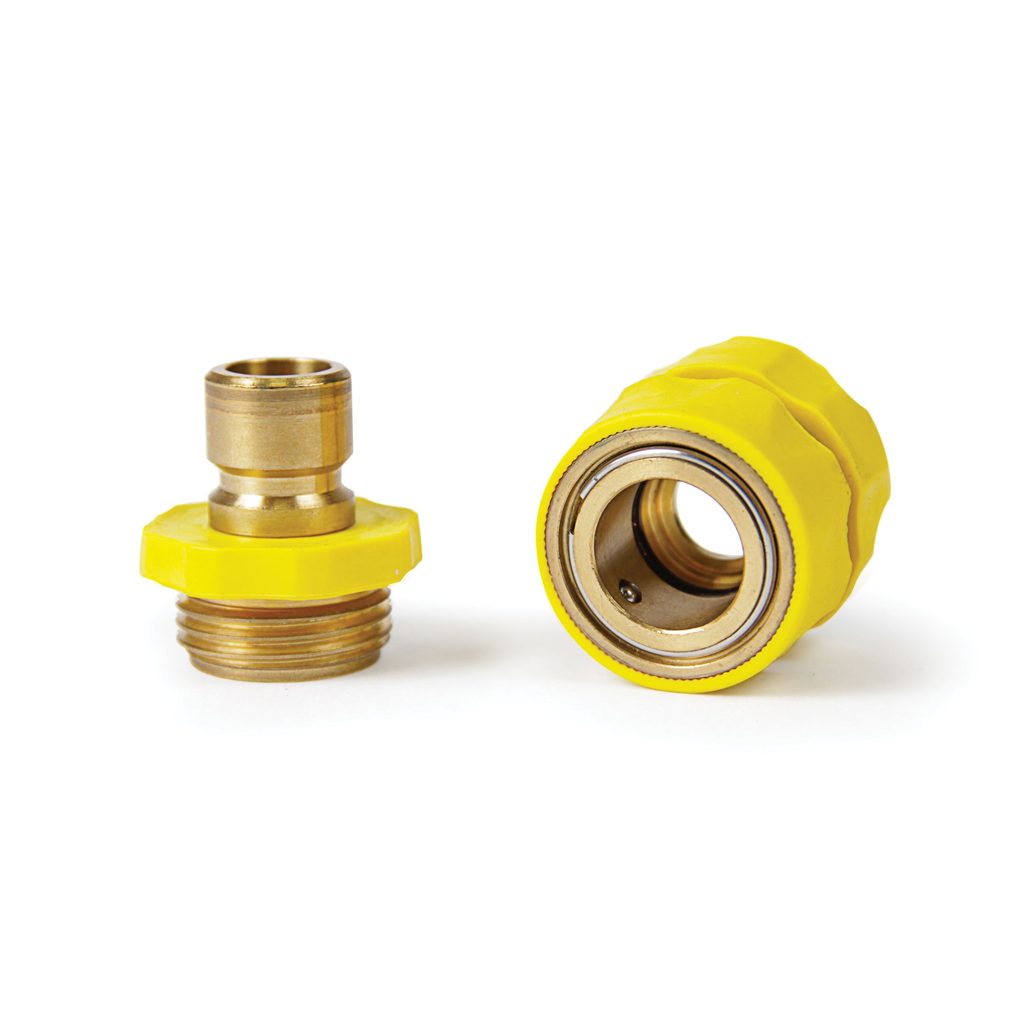 Camco 20143 Quick Hose Connect - Brass Connector With Yellow Grip