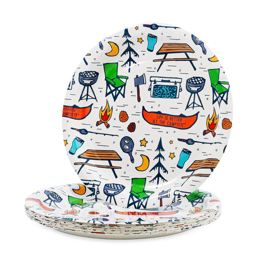 Camco 53377 7" Paper Plates - Campsite Pattern, 25-Count