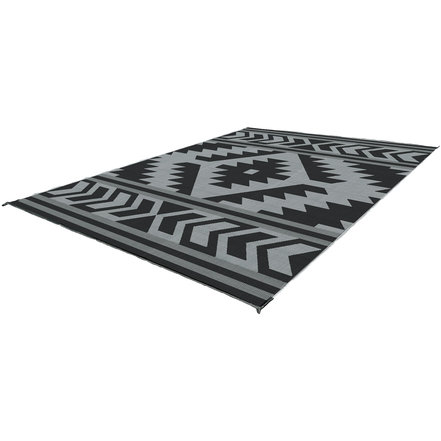 KUMA 876-KM-SFB-GB-9 Sante Fe Boho Outdoor Mat - 9' x 9', Black/Gray