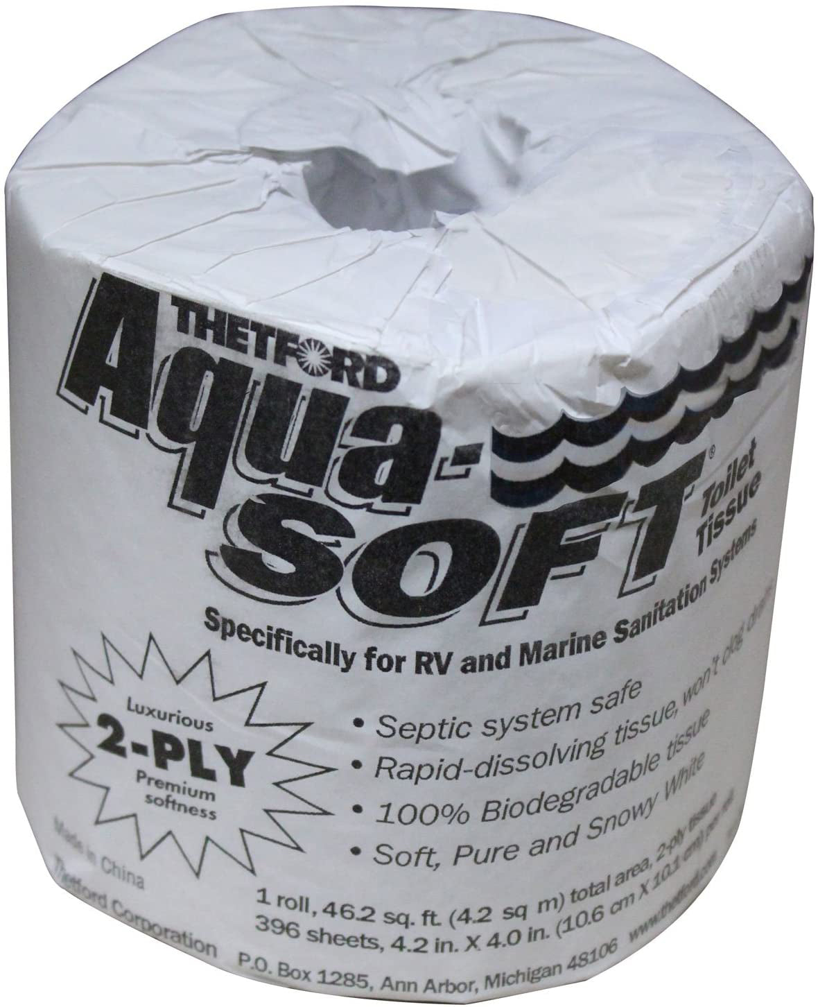 Thetford 24033 Aqua Soft Toilet Tissue - Single Roll