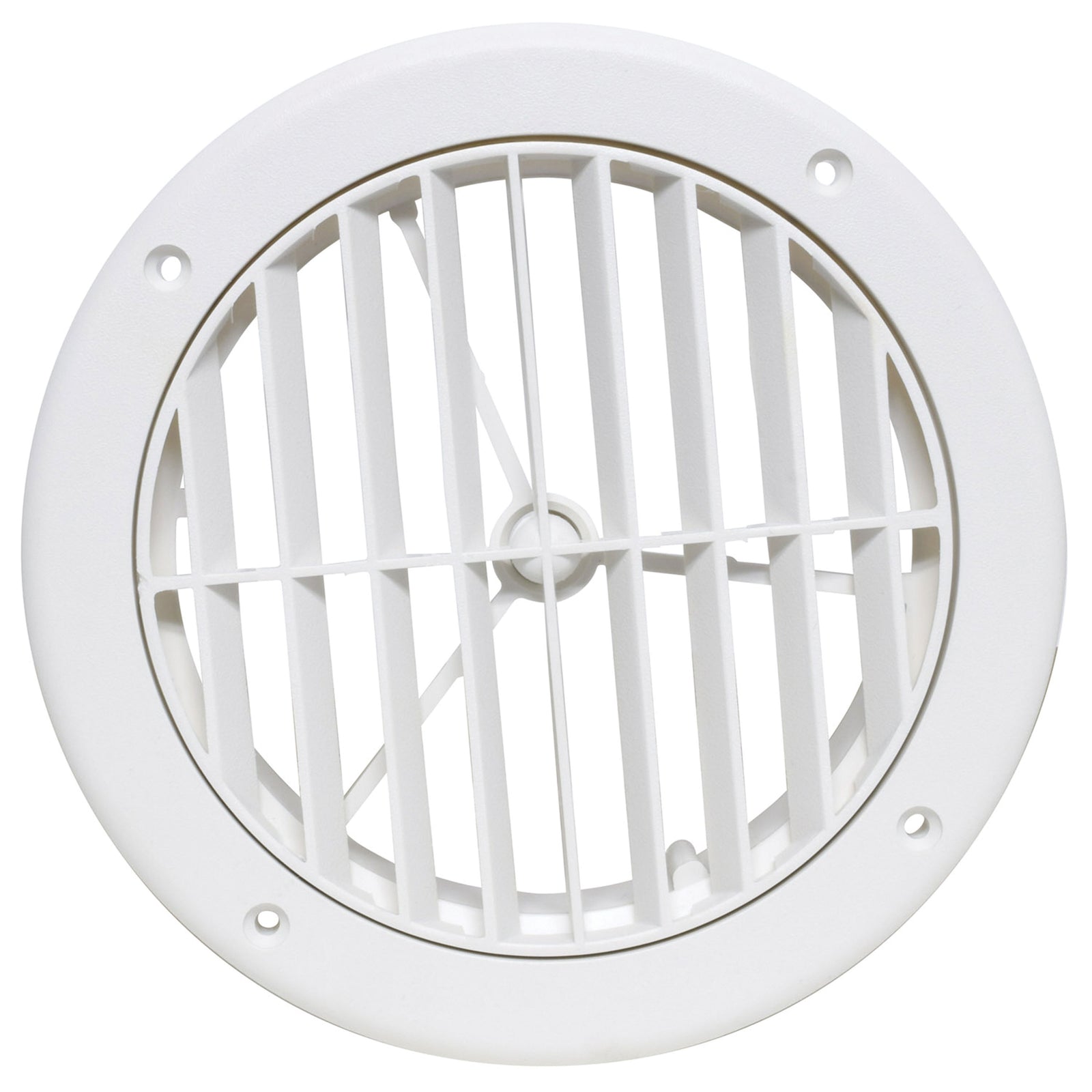 Valterra A10-3363VP Heating and A/C Register with 360° Rotation (No Damper) - 5-1/4" ID x 7" OD, White