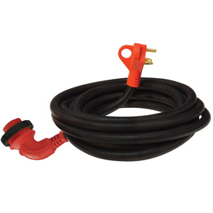 Valterra A10-5025ED90 Mighty Cord 90° LED Detachable 50 Amp Power Cord w/Handle - 25', Red