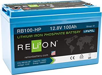 RELiON RB100-HP Lithium Battery for Starting & Cycling - 12.8V, 100Ah