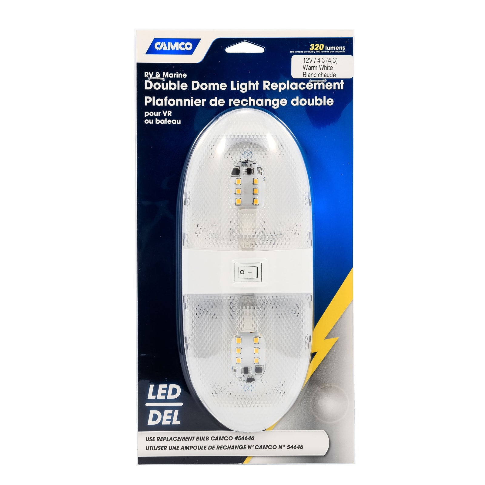 Camco 41321 12V Double Dome Light Kit 320 Lumens