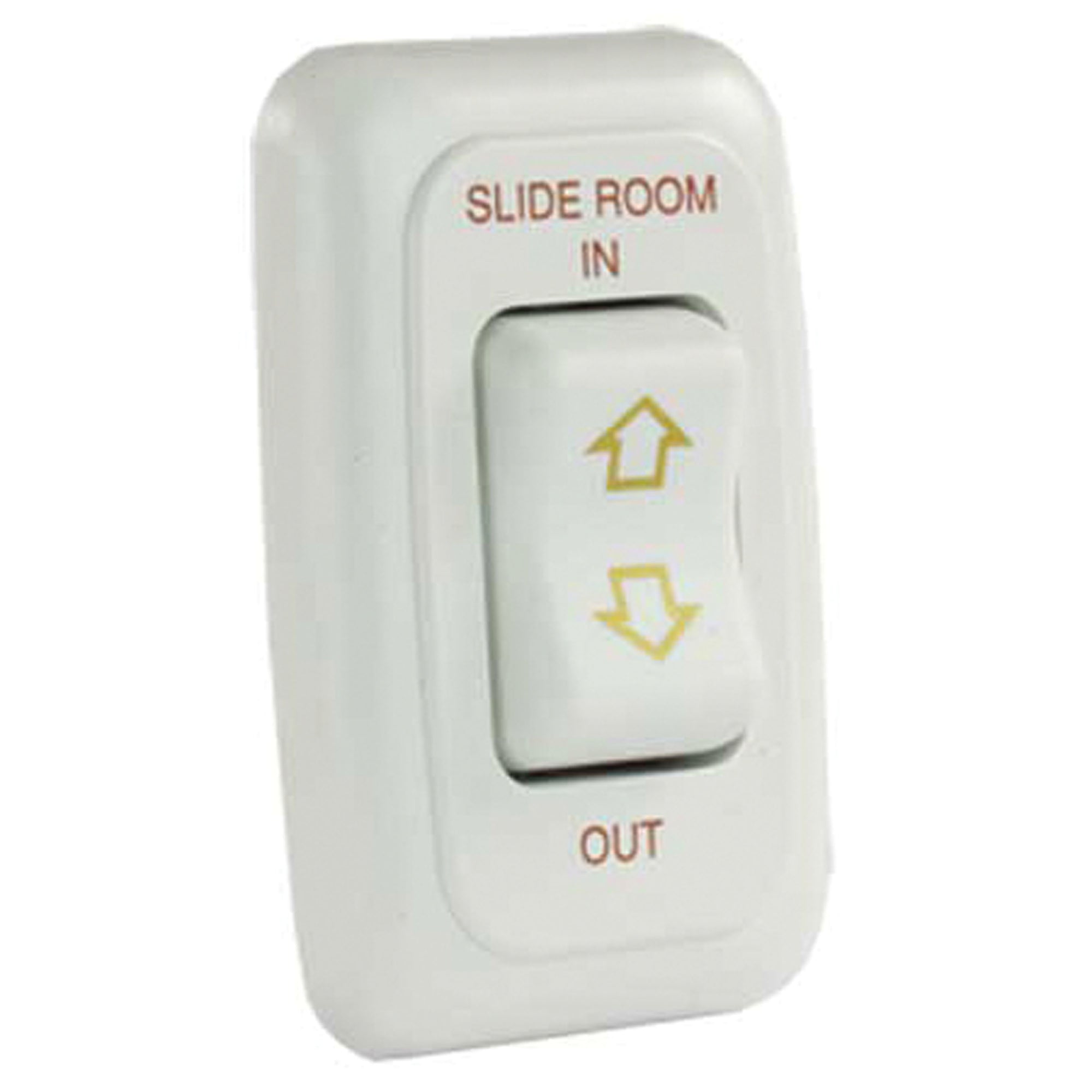 JR Products 12075 Slide-Out Switch with Bezel and Printed Text - White