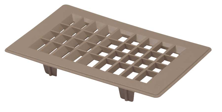 D&W 7840RBR-2H-UL Plastic Floor Register - 4" x 10", Brown