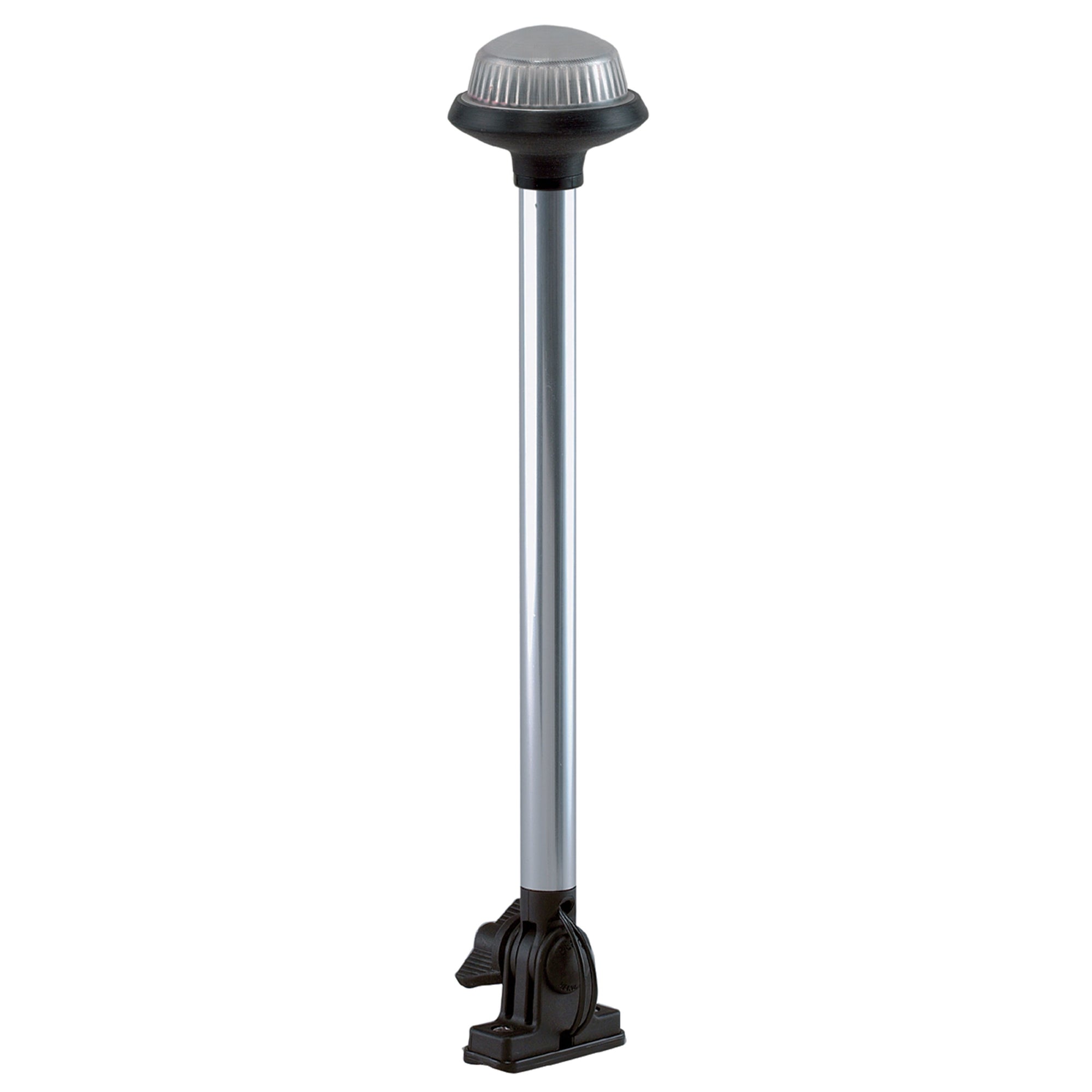 Perko 1637DP0CHR Vertical-Mount Fold Down White All-Round Pole Light - 14-1/8" Height, Black Polymer Base and Top