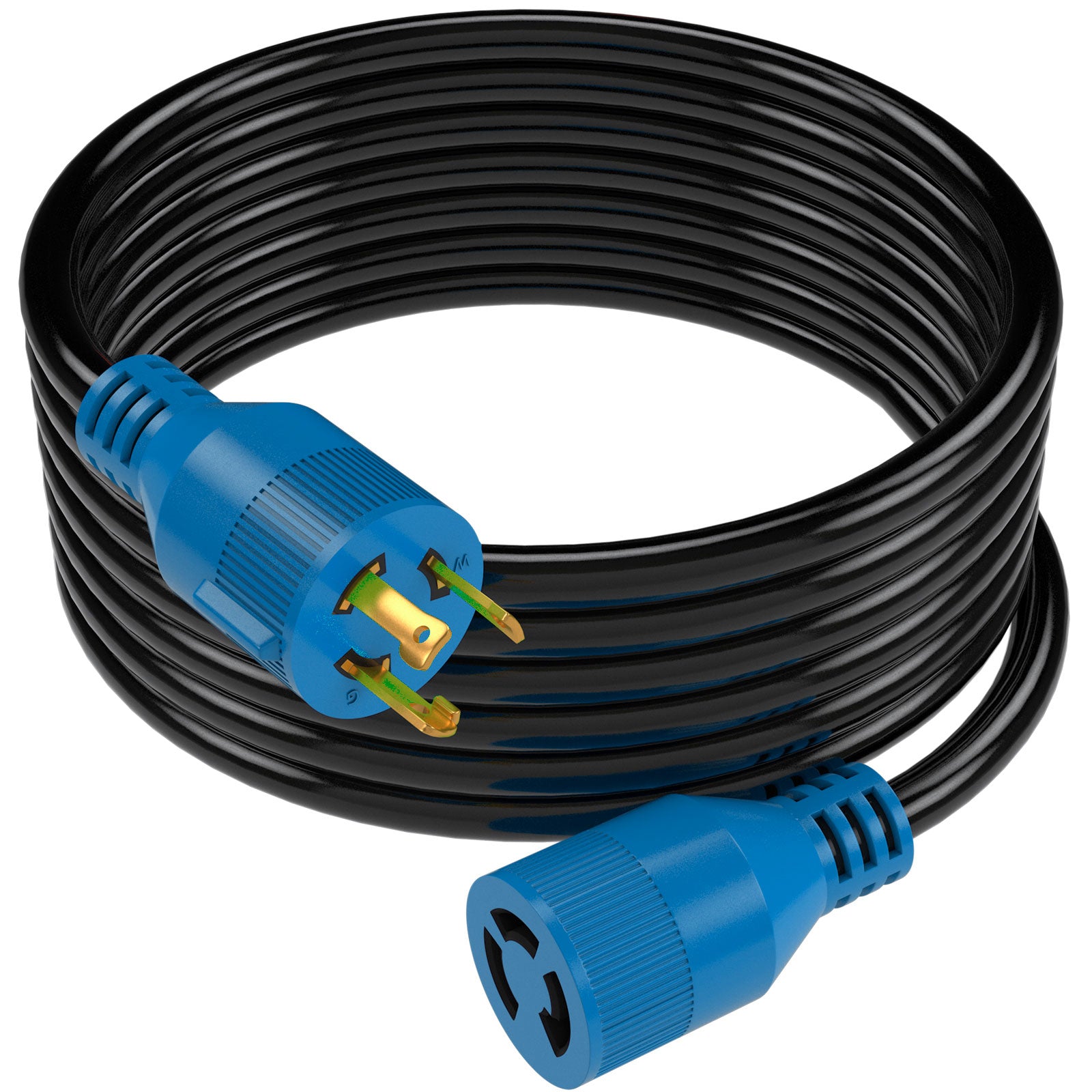 Makerz 250 Heavy-Duty Locking Generator Extension Cord - 3-Prong, 25' Length, NEMA L5-30P Twist Lock Connector to NEMA L5-30R, 3750 Watt Max Load, ETL-Certified