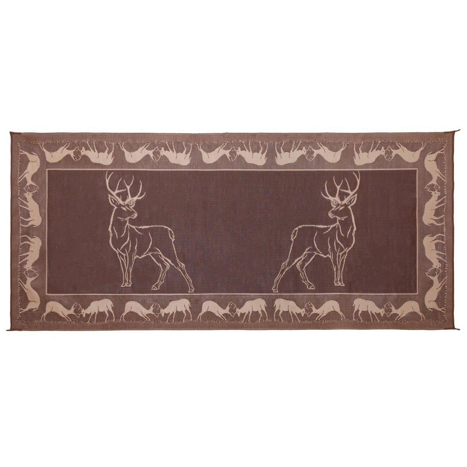 Ming's Mark PE1 Stylish Camping Deer Mat - 8' x 18', Brown/Light Brown (Reversible)