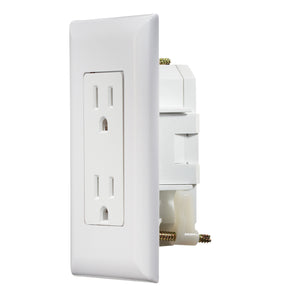 RV Designer S811 Dual AC Self-Contained Outlet With Cover-Plate - White