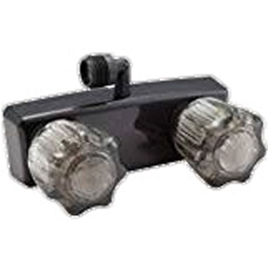 Empire Faucets U-YJW9053VBLK-A 4" Non-Metallic RV Shower Valve with 90° Elbow Vacuum Breaker & Crystal Jewelite Handles - Black Matte