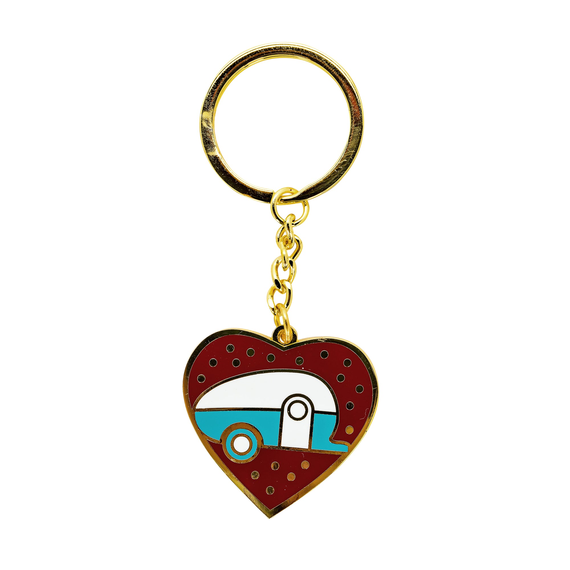 Camco 53287 "Life is Better at the Campsite" Keychain - Red Heart with Teardrop Trailer