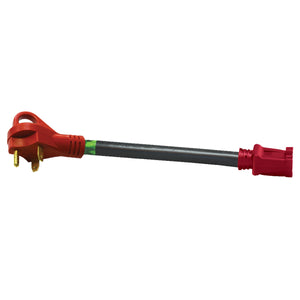 Valterra A10-5030FHVP Mighty Cord 12" Adapter Cord w/Handle - 50AM to 30AF, Red (Carded)