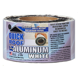 Cofair Products WQR625 Quick Roof Pro Aluminum Surface Tape White - 6" x 25'