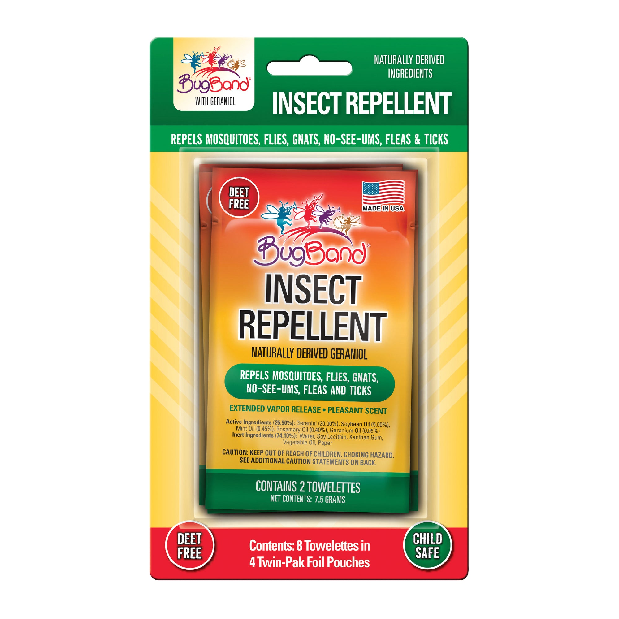 BugBand 88512 Towelettes with Insect Repelling Lotion