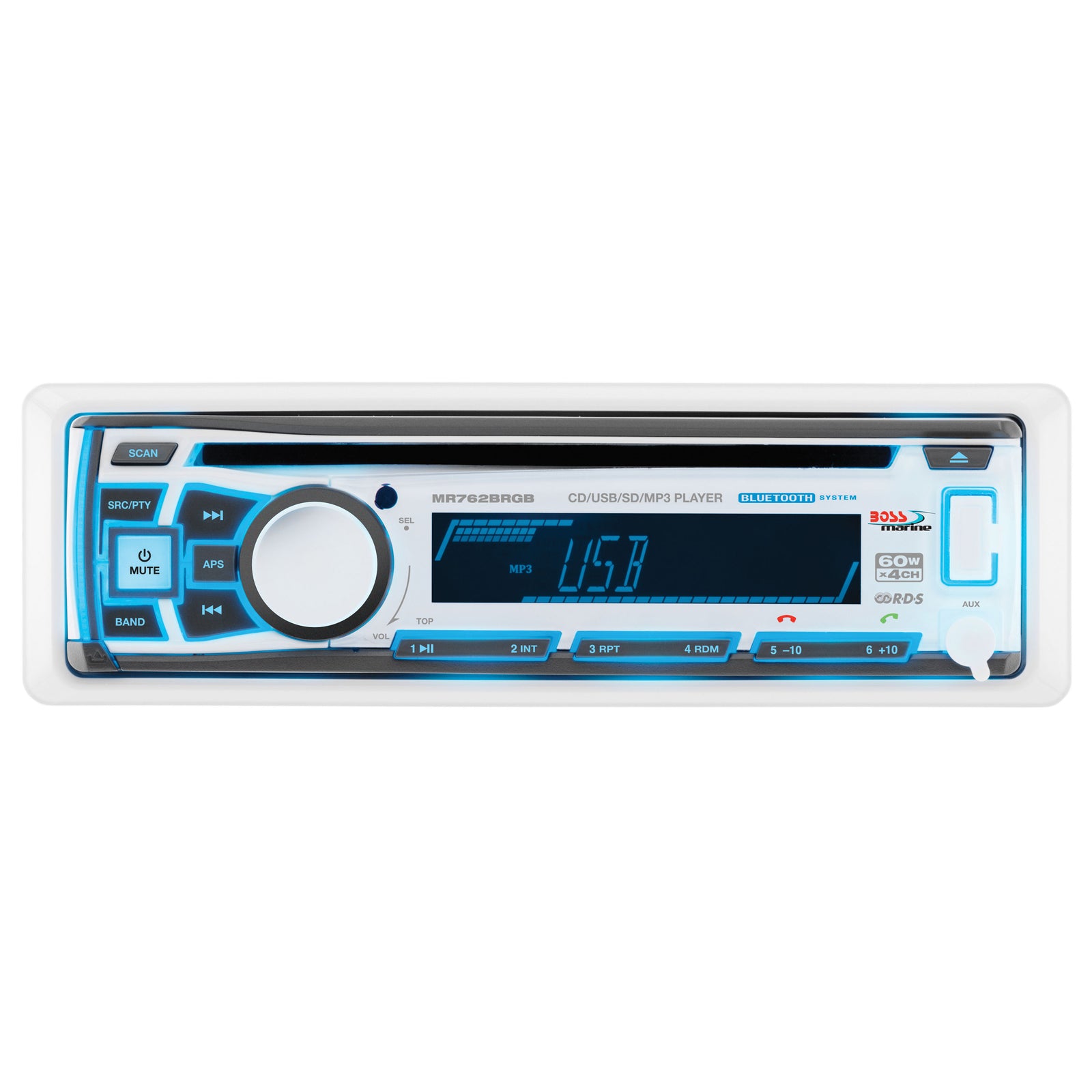 Boss Audio Systems MR762BRGB Single-DIN Bluetooth CD/MP3 Player with Detachable Panel