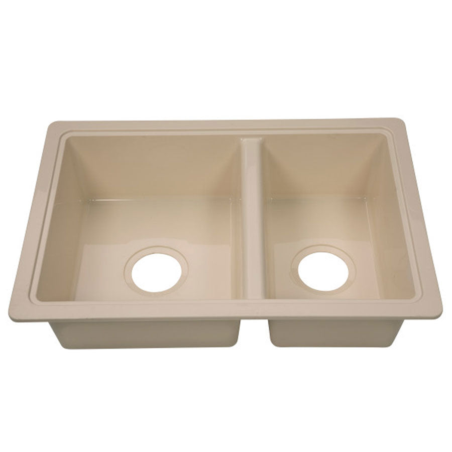 Lippert 809029 Double Kitchen/Galley Sink - 25” x 17 ” x 6.6", Parchment