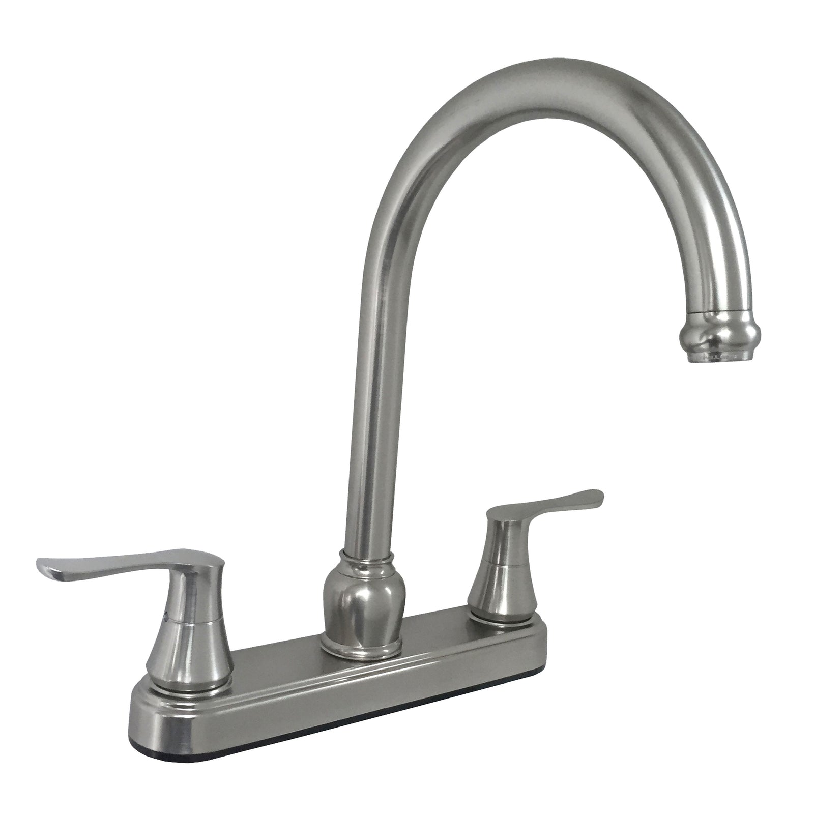 Empire Faucets U-YNN800GSN-DH3-25MM 8" Non-Metallic Kitchen Faucet with Solid Saber Handles & 25mm Gooseneck Spout - Brushed Nickel