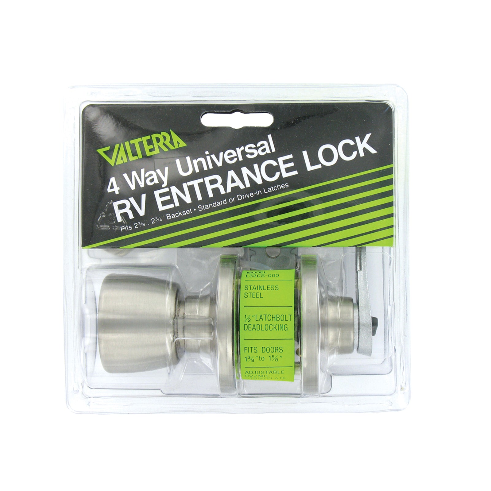 Valterra L32CS000 Stainless Steel RV Entrance Lock - Knob x Lever