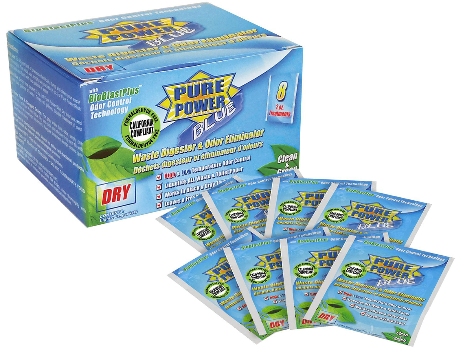 Valterra V23022 Pure Power Blue Dry Waste Digester & Odor Eliminator - 8 x 2 oz. Packets